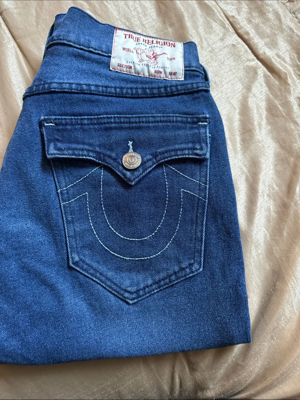 True Religion Dark Blue Denim Back-Pocket Shorts